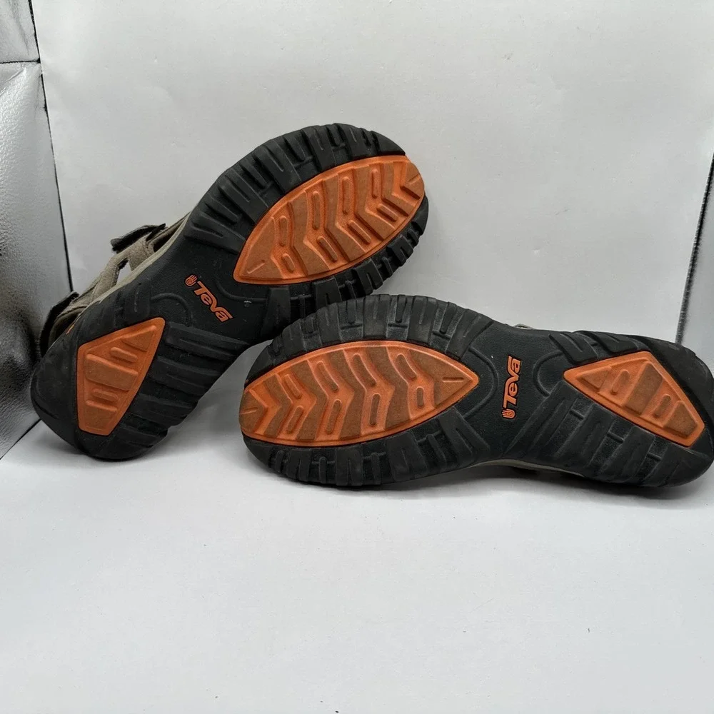 Teva Hudson Sandals Mens Sz 13 Suede Leather Green Gray 3 Adj  Straps Hiking‎